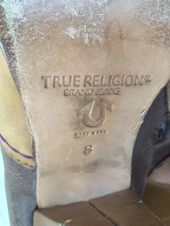 True Religion Leather & Suede Brown Boots 8 - Picture 9 of 12
